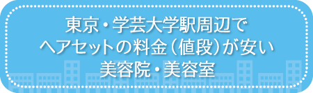 東京・学芸大学駅周辺でヘアセットの料金(値段)が安い美容院・美容室・セットサロン