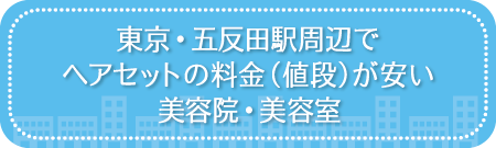 東京・五反田駅周辺でヘアセットの料金(値段)が安い美容院・美容室・セットサロン