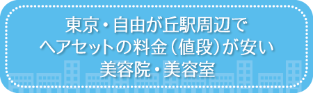 東京・自由が丘駅周辺でヘアセットの料金(値段)が安い美容院・美容室・セットサロン