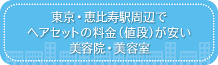 東京・恵比寿駅周辺でヘアセットの料金(値段)が安い美容院・美容室・セットサロン