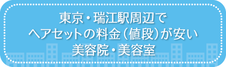 東京・瑞江駅周辺でヘアセットの料金（値段）が安い美容院・美容室・セットサロン