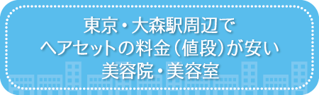 東京・大森駅周辺でヘアセットの料金(値段)が安い美容院・美容室・セットサロン