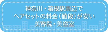 神奈川・箱根駅周辺でヘアセットの料金（値段）が安い美容院・美容室・セットサロン