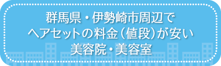 群馬・伊勢崎市周辺でヘアセットの料金（値段）が安い美容院・美容室・セットサロン