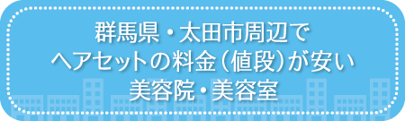 群馬・太田市周辺でヘアセットの料金(値段)が安い美容院・美容室・セットサロン