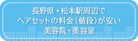 長野・松本駅周辺でヘアセットの料金(値段)が安い美容院・美容室・セットサロン