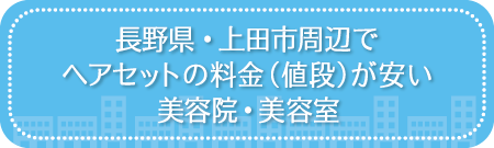 長野・上田市周辺でヘアセットの料金（値段）が安い美容院・美容室・セットサロン