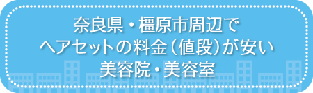 奈良・橿原市周辺でヘアセットの料金（値段）が安い美容院・美容室・セットサロン