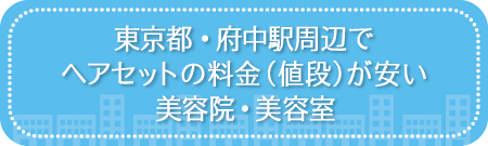 東京・府中駅周辺でセットサロンの料金(値段)が安い美容院・美容室・セットサロン