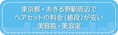 東京・あきる野駅周辺でヘアセットの料金(値段)が安い美容院・美容室・セットサロン