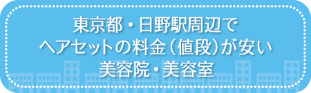 東京・日野駅周辺でヘアセットの料金(値段)が安い美容院・美容室・セットサロン