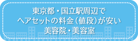 東京・国立駅周辺でヘアセットの料金(値段)が安い美容院・美容室・セットサロン